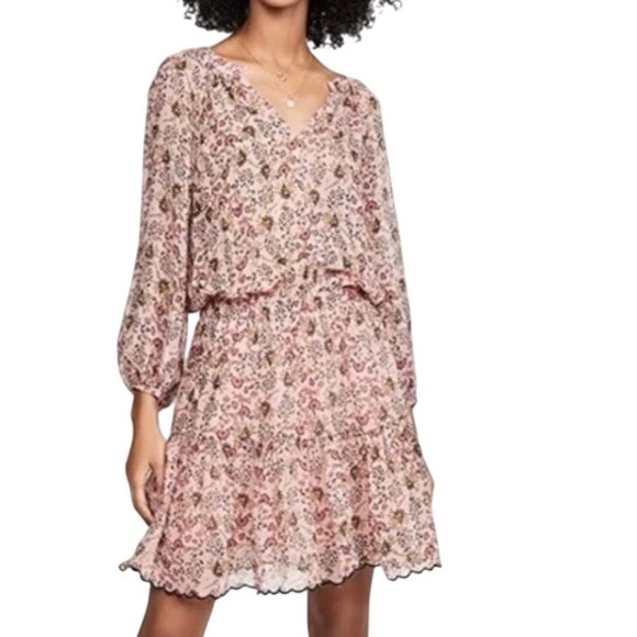 Revolve‎ Velvet by Graham Spencer Aubrey dress pink mini long sleeve sheer large - Picture 3 of 9